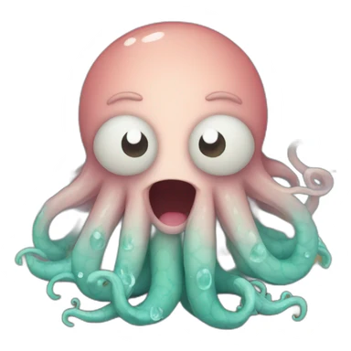 cute kraken cute face crying  sticker