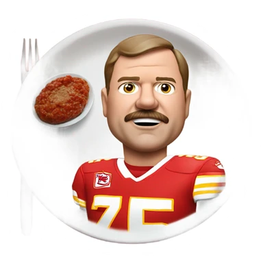 Andy Reid Kansas City chiefs eating meatloaf wearing a chiefs uniform sticker