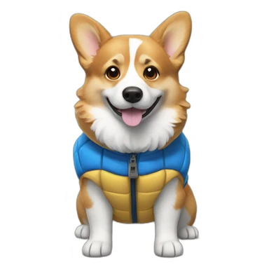 Corgi wearing a blue puffer vest sticker