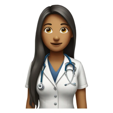 A long haired girl wearing a stethescope  sticker
