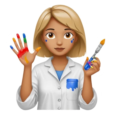 woman painting sticker