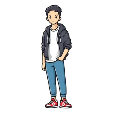 Full body person wearing casual outfit with sneakers sticker