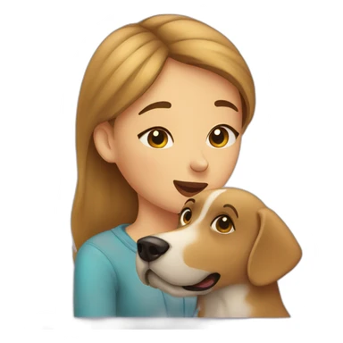 Girl kissing a dog sticker