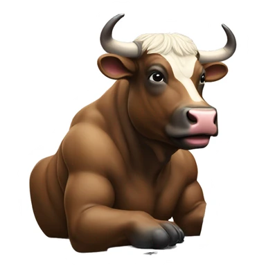 bull working on lap top crypto  sticker
