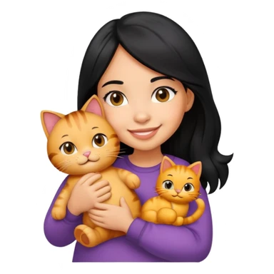 light skin girl with black hair holding a Garfield cat sticker