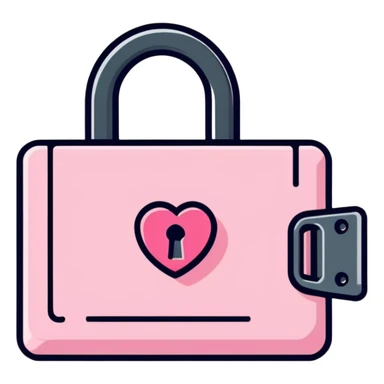 Pink heart and lock sticker