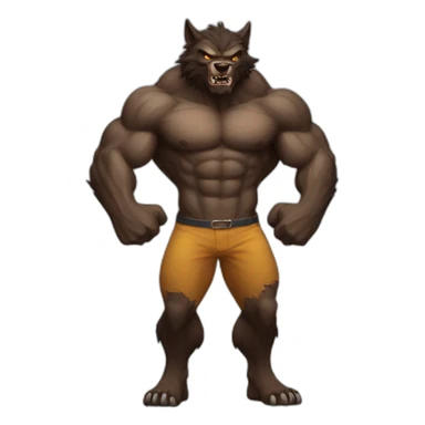 muscular werewolf sticker