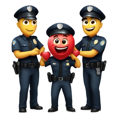 Cartoon Heart getting hand cuffed by police sticker