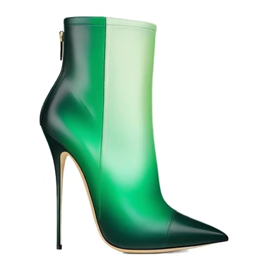 Realistic isolated top front view of a pair of emerald green ombre Jimmy Choo stiletto ankle booties. sticker