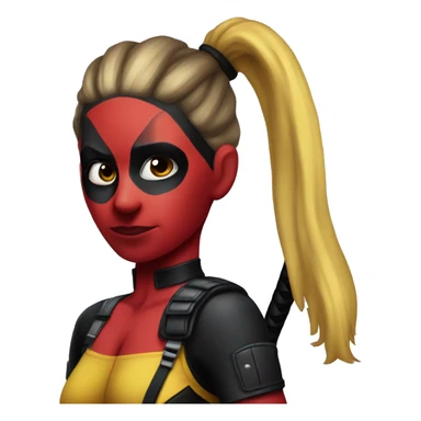 lady deadpool with a high yellow pony tail sticker
