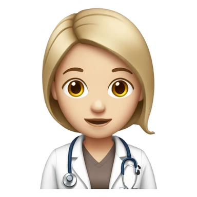 White girl with brown short hair with stethoscope sticker