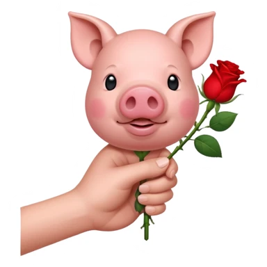 pig hand holding a rose sticker