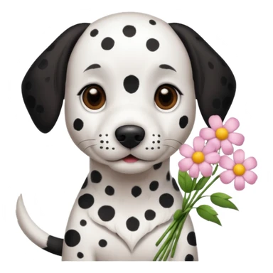 dalmesion dog holding flowers sticker
