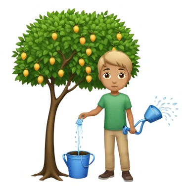 18 year old boy watering a tree sticker