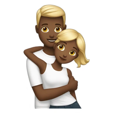 Blonde black girl hugging her husband whos black and has short brown hair sticker
