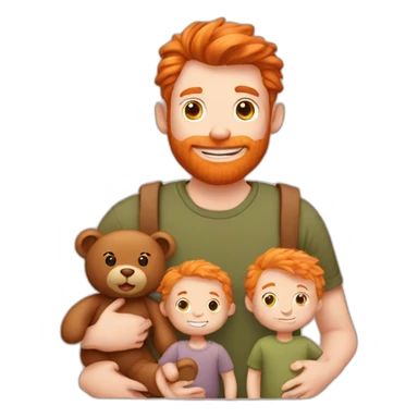 ginger men with baby and with teddy bear sticker