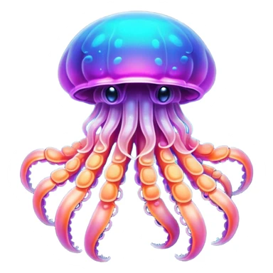 Neon glowing jellyfish-crab-squid sticker