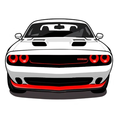 black Dodge Challenger with red front lights sticker