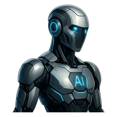a robot with artificial intelligence, futuristic design, digital and sleek sticker