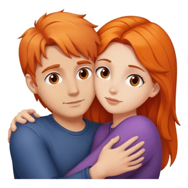 Orange haired man hugging brunette girl sticker