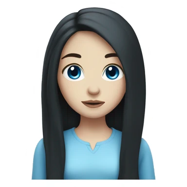 Pale girl with long black hair and blue eyes sticker