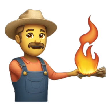 A farmer who is burning sticker
