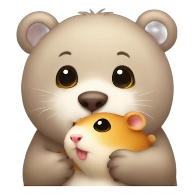 emoji bear kissing cute hamster sticker
