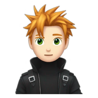 Cloud strife ginger hair. Black clothes full body  sticker