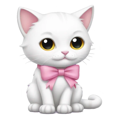 White cat sit He Haves i pink bow sticker