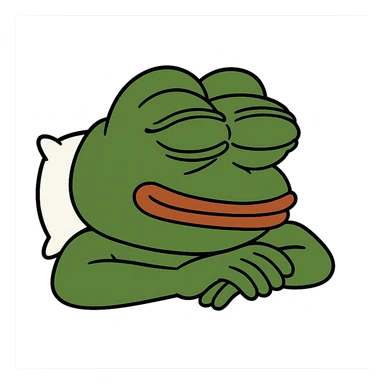create a pepe sleeping, white background sticker