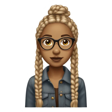 lightskin girl with dirty blonde box braids and brown glasses sticker