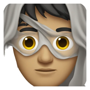 Black haired man with eyes that are covered up sticker