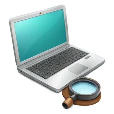 laptop with a magnifying glass sticker