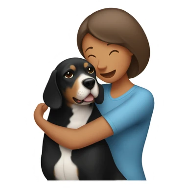 mom hugging beagle and black lab sticker