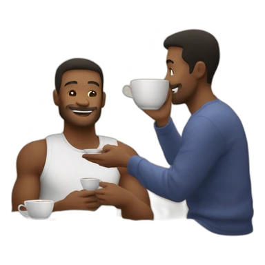 2 homme qui parle autour d’une bonne tasse de thé dans une chambre avce 2 lit simple  sticker