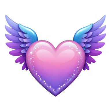 ombré heart with big full pastel wings with glitter and sparkles sticker