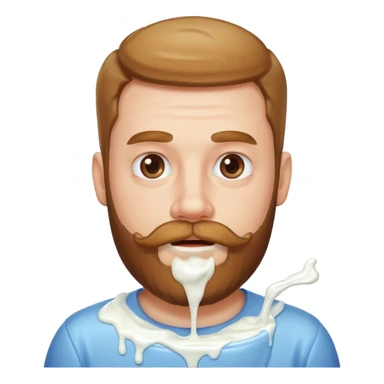 A white man with a beard with yogurt dripping off his mustache sticker