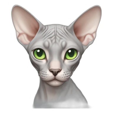 Light gray sphynx cat with green eyes  sticker