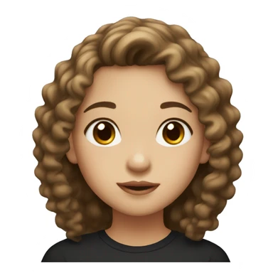 girl with brown eyes asian with fair skin with curls in a black long sleeve sticker
