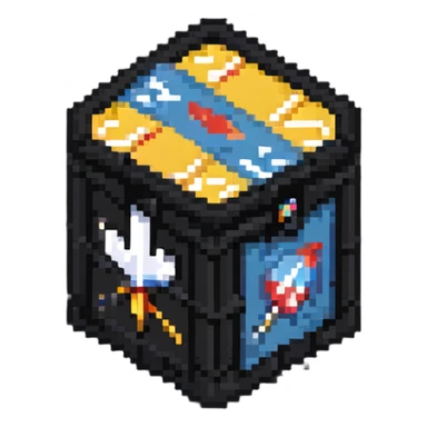 power up crate with arrows and racing stripes symbolizing speed boost sticker