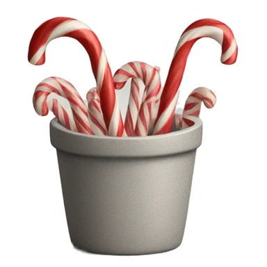 Candy canes in a grey textured stoneware pot sticker