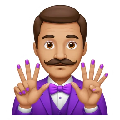 Mustachioed man with purple fingers sticker