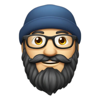 harvest garneder european long black beard no hair glasses with hat sticker