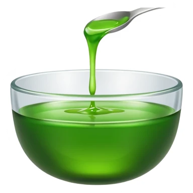small dipping bowl with green liquid, matte, no spoon, simple, clear sticker