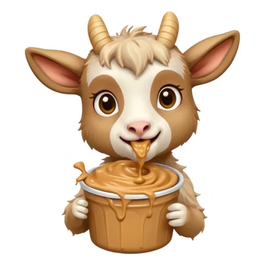 cute baby goat eating peanut butter sticker