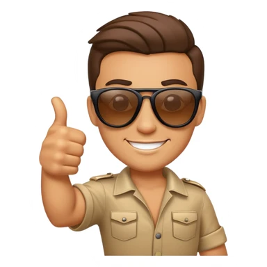 Cool character with sunglasses giving thumbs up, looking confident and awesome sticker