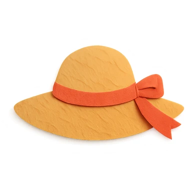 women's sun hat with a ribbon, paper-craft style illustration sticker