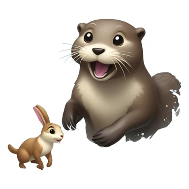 Otter and Rabbit playing  sticker