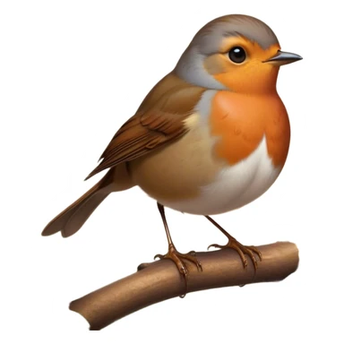 Cinematic Noble Robin Portrait Emoji, Poised and dignified, with a delicate, rounded build, a soft rust-red breast, gentle inquisitive eyes, and a small, refined beak, Simplified yet sharp and sophisticated features, highly detailed, glowing with a soft, warm glow, high shine, intelligent and graceful, stylized with an air of woodland charm, focused and attentive, soft glowing outline, capturing the essence of a watchful and confident robin that appears ready to flutter out of the screen with effortless authority! sticker
