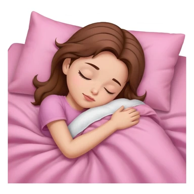 Girl sleep, pink sheets, brown hair sticker